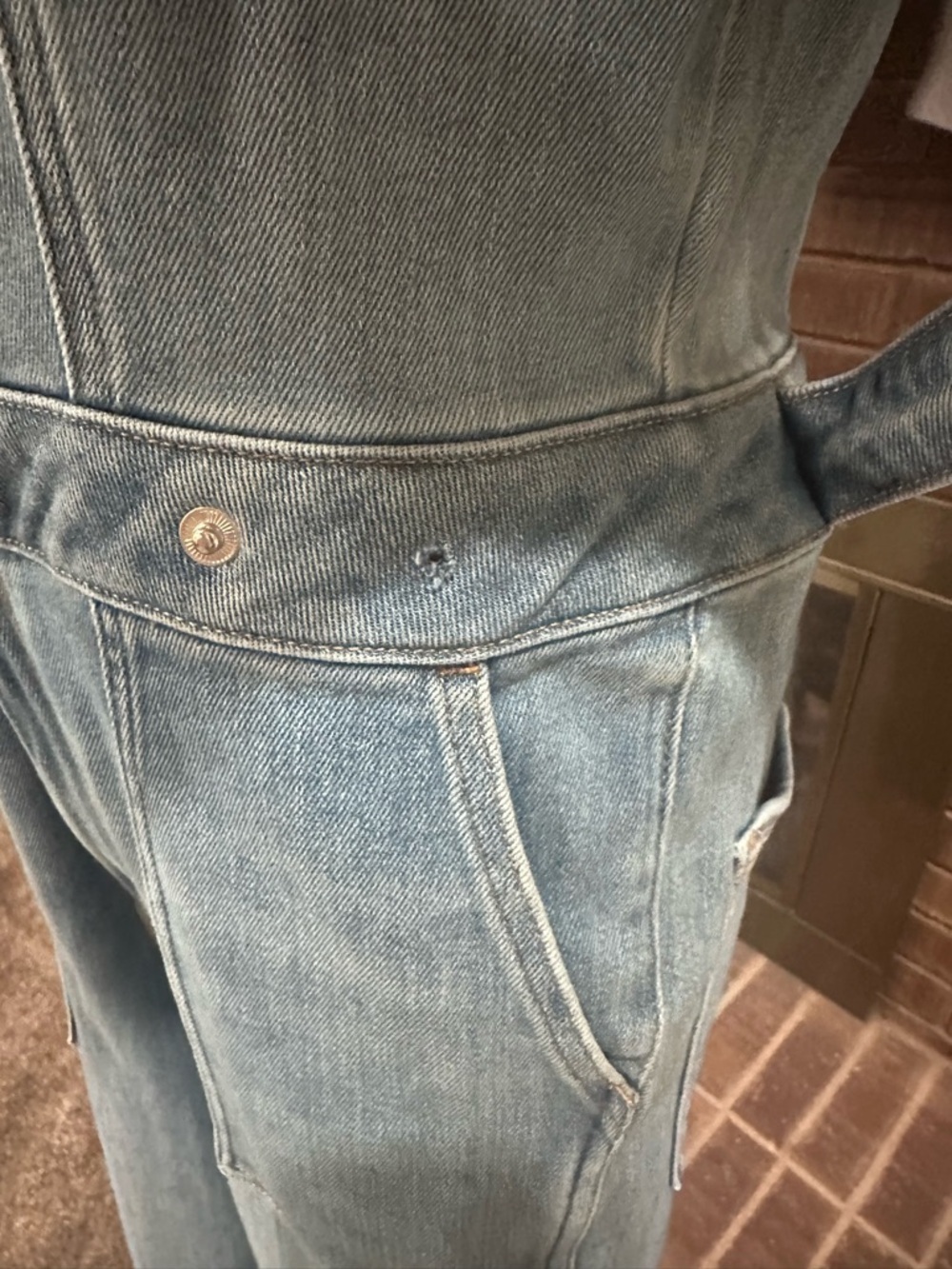 NWT Good American Fit For Success Bootcut Denim Jumpsuit Retro Utility Chic L - Picture 4 of 8